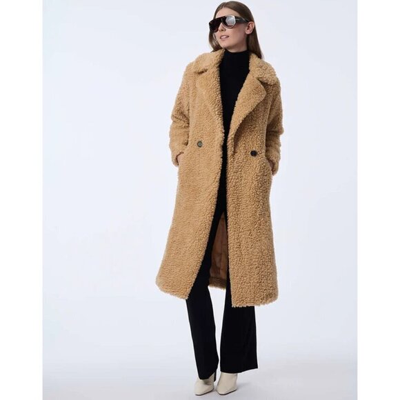BERNARDO Call Me Cozy Vegan Fur Coat in Ginger Root Size Medium - Picture 1 of 12